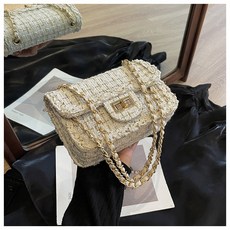 編織紋翻蓋側背包 鏈條小方包 斜背包 手提包