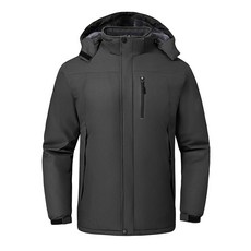 GAXIDES 남성용 스키 재킷 방수 방풍 레인 후드 포함 블랙. 268192 7479137946, 3X-Large, 다크그레이