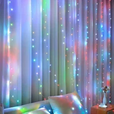크리스마스 LED 커튼 스트링 조명 리모컨 결혼식 실내 창 휴일 USB 전원, 05 Multicolor, 02 USB-3Mx3M 300LEDs, 02 Multicolor