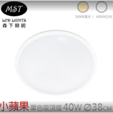 MST 森下照明 小蘋果單色吸頂燈 40W Ø38CM, 白, 1個