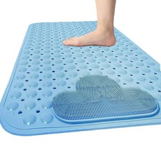 미끄럼 방지 흡입 컵이 포함된 샤워 풋 스크러버 매트 2025년 샤워 발 및 허리 클리닝 패드용 새로운 실리콘 백 마사지 워셔 각질 제거 목욕 워시 패드 (핑크), Blue
