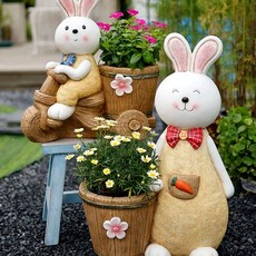 토끼화분 정원 꾸미기 가드닝 카페 소품 정원장식 전원주택, B. 자매 토끼