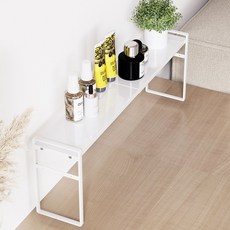 사무용 책상 미니 수납 선반 길이 신축 자유 높이 조절 가능 철제, 1단, 화이트