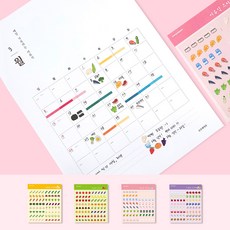 [포포페이퍼]스티커로 꾸미는 이유식달력 식단표 세트, 1세트, A3(6장)+이유식스티커(1,2,3,4)