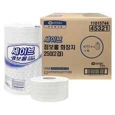 세이브 45321 점보롤 화장지 250m (2겹) 16롤 1박스, 4개입, 4개