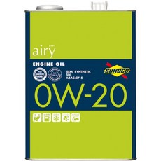 日本製 SUNOCO airy 系列酯類配方 ES-TECH 部分合成機油 10W-40 0W-20 四公升鐵罐, 1個, airy 0W-20