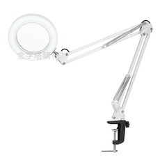 放大鏡檯燈 10倍光學放大 三色溫十段亮度 桌夾式USB供電 360度多角度照明, 1個, 放大鏡檯燈【桌夾款】白色