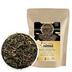 FullChea - 차이니즈 티 골든 원숭이 - 푸젠 홍차 루즈 리프 - 골든 티 차이니즈 - 몰트와 초콜릿이 들어간 기분 좋은 맛 - 4온스 / 113g, 1개