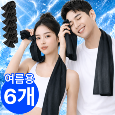 펠코스 스포츠 타올 쿨타올 운동 땀수건, 6개, 블랙