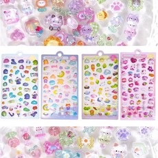 3D 스티커 귀엽고 반짝이는 데코 보상 DIY용 소녀용 스크랩북용 장식용 내구성 있는 PVC 에폭시 수지 세트 10개 A 2650126, 세트 4 - B