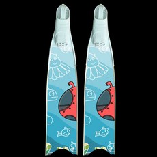 롱핀스티커 수영 튜닝 롱핀 데코 시트지 핀 리더핀, 레이크 블루 카툰 다이빙 보트