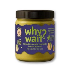 Why Wait 스프레드 왜 기다리나요 피스타치오와 화이트 초콜릿 78% 피스타치오 • 몽크 과일로 단맛을 냈어요 건강한 비건 너트 버터 케토 친화적 두바이 바 12온스, Why Wait 스프레드 왜 기다리나요 피스타치오와 화, 340g, 1