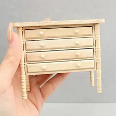 12分娃娃屋木質素坯抽屜櫃 迷你場景模型DIY道具, 木質, 1個