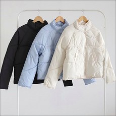 숏 아우터 겨울 가벼운 목 여자 패딩 올라오는