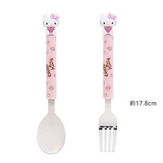 韓國製 Lilfant 三麗鷗304不鏽鋼立體湯叉組 酷洛米 大耳狗 美樂蒂 凱蒂貓 兒童湯匙叉子 正版, 1個, 紫色, 湯匙、叉子、收納袋