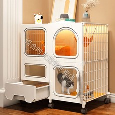 貓籠子 寵物籠 豪華貓籠 貓別墅 貓咪籠子 雙層貓籠 貓砂盆廁所一體 貓咪幼貓貓窩 別墅貓屋 不占地小戶型, 1個, 大三層【70*45*113】帶滑輪,基礎款【帶方便清理砂盆】
