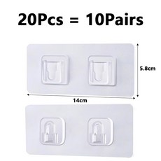 다목적 투명 양면 접착 걸이 방수 모자 주방 목욕 수건, Type C 10 Pairs