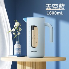 JEKO 冷水壺 玻璃耐高溫 涼水杯 檸檬涼茶儲水泡茶壺 大容量套裝 夏, 1個, 天空藍 1.6L