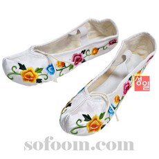 한국무용 꽃자수 코슈즈 수슈즈 100% 국내산 수작업 성일국악사, 260, 흰색