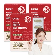 [1박스당 2개월분] GNM 맘편한 비헴철 임산부 철분 비타민C / 철분제 수유부, 60정, 3개