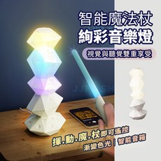 魔法棒旋轉水晶燈音響 RGB多彩燈光 智能音箱, 白色