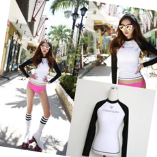 수상스포츠 체리페리 배색 래쉬가드 블랙