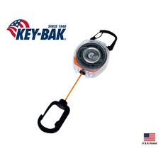 KEY-BAK Sidekick Key-Connect 橘色 24吋長 伸縮線 D型環 鑰匙圈 美國製造, Black, 1個