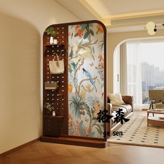 格森 法式現代實木洞洞板屏風隔斷，家用客廳餐廳玄關遮擋移動座屏，多功能隔斷, 白蠟木100*180cm,整裝, 1個