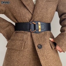 DFMEI 鬆緊彈力裝飾寬腰帶女個性女士腰封配外套大衣毛衣