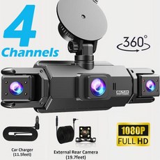 4채널 360도 블랙박스 ° 자동차 카메라 블랙 박스 128G 전면 왼쪽 오른쪽 후면보기 DVR 비디오 레코더 G-센서 24H 주차 모니터, 6)4-channel, 32G