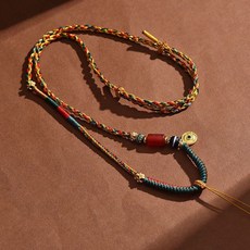 藏式手工編織掛脖項鍊繩，民族風蜜蠟文玩佛牌唐卡繩配掛繩, 1個, 藏式掛繩