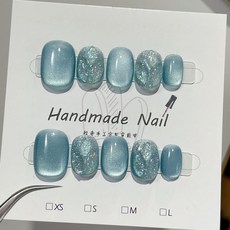 雪境精靈 純手工美甲穿戴甲 指甲貼片 HNP138, 1個, HNP138-M碼(實品拍攝)