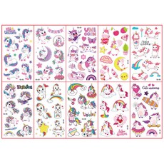 전제품 (10장세트)KC인증 어린이 타투스티커 캐릭터 판박이, EA유니콘, 1개