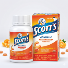 스콧 비타민C 파스틸 오렌지맛 젤리형 키즈 영양대용식 Scott's Vitamin C Pastilles, 1개, 50정