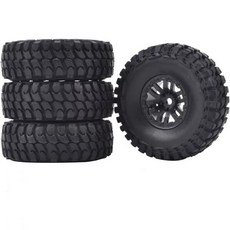 Axial SCX24 C10 트럭용 FMS FCX24 TRX4M 124 118 RC 크롤러 차량용 4개 세트 10인치 타이어와 휠 고무 타이어 장난감 부품