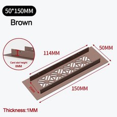 알루미늄 합금 통풍구 커버 루버 직사각형 인공 그릴 커버 50/80 와이드 메쉬 에어 벤트 장식, brown-5-15cm
