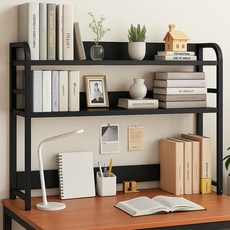 엔조이리빙 2단 스틸 책상선반 책꽂이 철제선반 DS, (블랙)DS-2R75