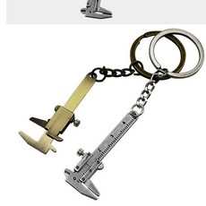 極光商城 迷你游標卡尺鑰匙扣 便攜工具 鋅合金鑰匙扣鏈圈工具 隨身小挂件, 金色