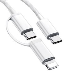100W 2in1 C타입 8핀 더블패브릭 고속충전 멀티 케이블, 2m, 1개