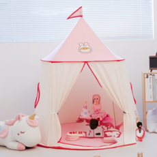 桃皮絨兒童帳篷 遊戲屋 粉色乖小兔造型 含收納袋, 粉色乖小兔, 1個
