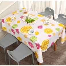 K&C LIFESTYLE 北歐風防油防水PEVA桌巾桌布 餐桌墊 露營野餐墊 柳橙 180x137cm, 1個, 柳橙,180*137cm