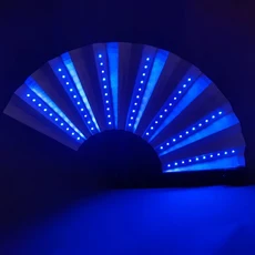 배터리 접이식 핸드 선풍기 LED 조명 빛나는 형광 야간 공연 DJ 바 클럽 파티 장식, 05 Blue