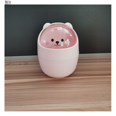 벚꽃마켓 미니 쓰레기통 귀여운 캐릭터 휴지통 책상정리, 핑크, 1개