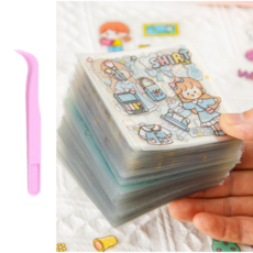 핀셋증정] 대용량 다꾸 용품 다용도 DIY PE 스티커 세트 - 무중복 DIY PE 데코스티커 방수스티커 포카 다이어리, 1세트, 6X6 100장