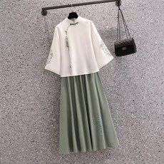 復古文藝流蘇旗袍中式兩件套