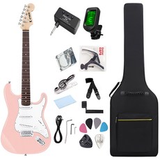 케이투엠 입문용 일렉 기타 + 미니 헤드폰 앰프 풀세트, 1개, 핑크, 6EGT002