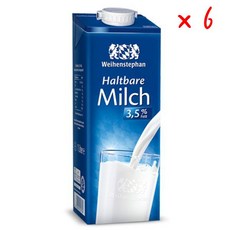 바이엔슈테판 UHT 밀크 팻, 6개, 1L