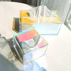 홀로그램 각티슈 케이스 미용티슈 커버 투명 곽티슈케이스, 티슈케이스_홀로그램 정사각 EP-1259