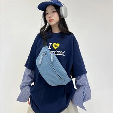 투니스 여성 만두 모양 데님 크로스 슬링백