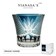 VIANASA S 江戶切子洋酒杯, 藍色赤菊 標準盒簡裝 自用首選, 1個